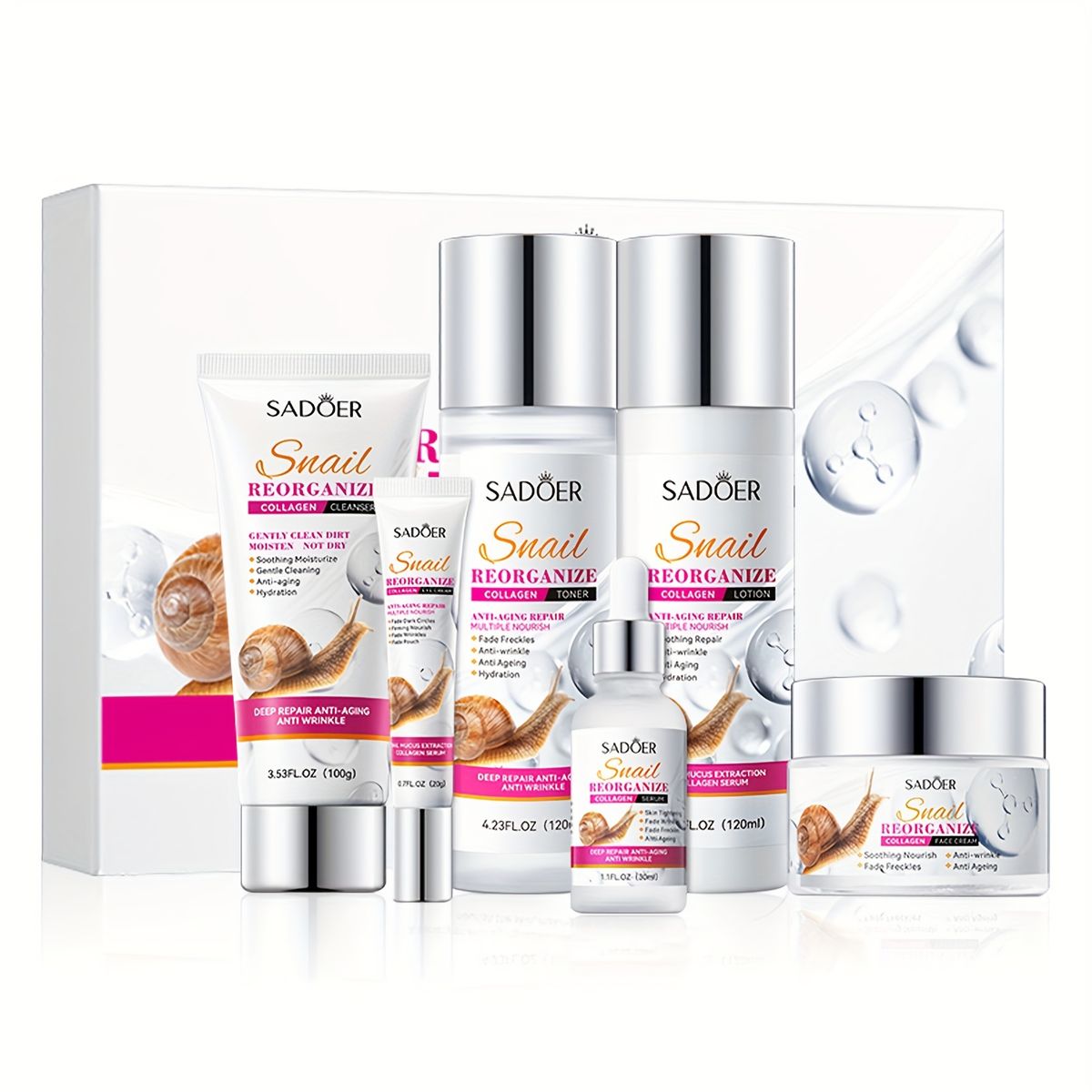 Snail Restructuring Collagen 6-teiliges, feuchtigkeitsspendendes Hautpflegeset_voghion.com