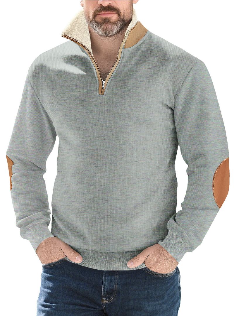Maglione tattico in pile da uomo – Collo alto con cerniera color block per uno stile urbano e outdoor_voghion.com