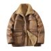 Veste d'hiver réversible doublée polaire pour homme – Manteau aviateur double face épais avec col en fausse fourrure (marron, tailles M à 5XL)_voghion.com