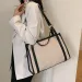 Women's Large Capacity Casual Shoulder Underarm New Canvas Contrast Tote Bag_voghion.com