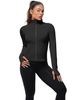 001 Cross-Border European And American Style Ribbed Long Sleeve Stand Collar With Front Zipper, Finger Sleeve, Slim Fit,_voghion.com
