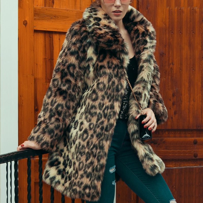 Abbigliamento da donna Nuovo cappotto di pelliccia di leopardo invernale spesso caldo a maniche lunghe slim fit cappotto di pelliccia_voghion.com