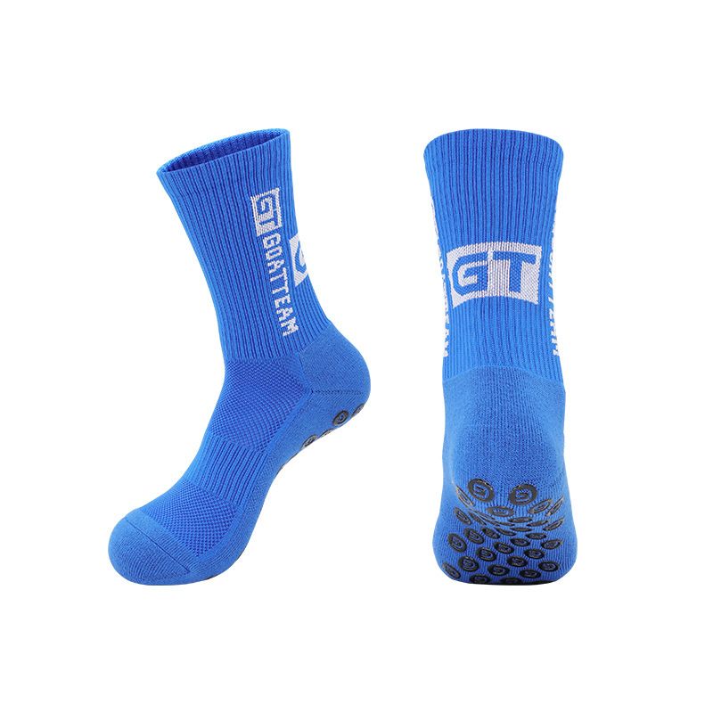 Football socks thickened towel bottom sports socks adult training glue anti-slip socks breathable sweat-absorbent white mid-tube socks_voghion.com