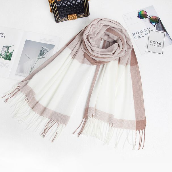 Women's Scarves imitation cashmere color matching scarf women's large air conditioning shawl_voghion.com