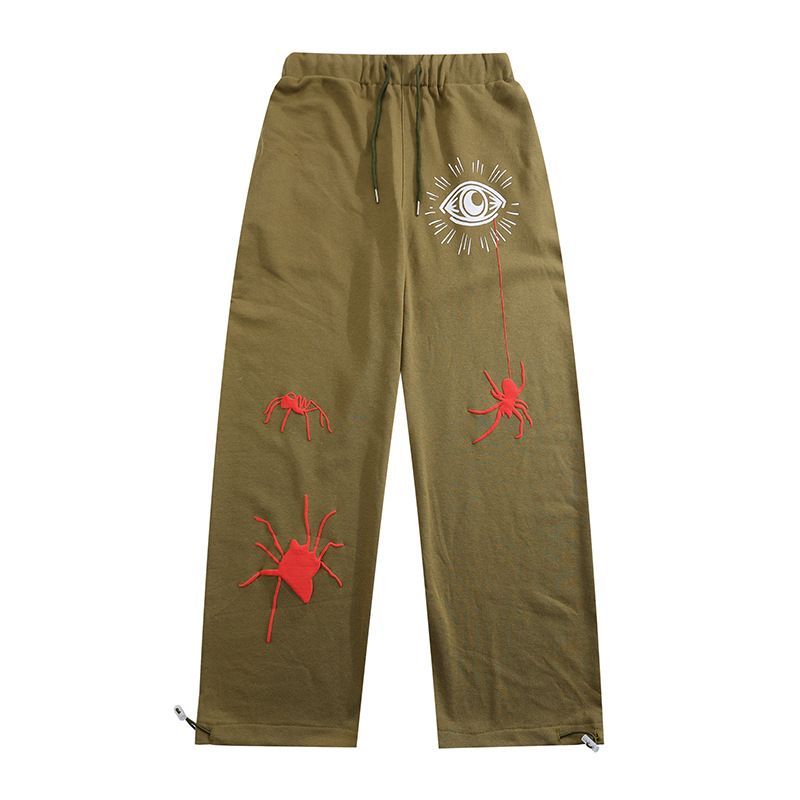 Vêtements pour hommes, pantalons de survêtement décontractés à la mode avec yeux flash, imprimé petite araignée, pour hommes et femmes_voghion.com