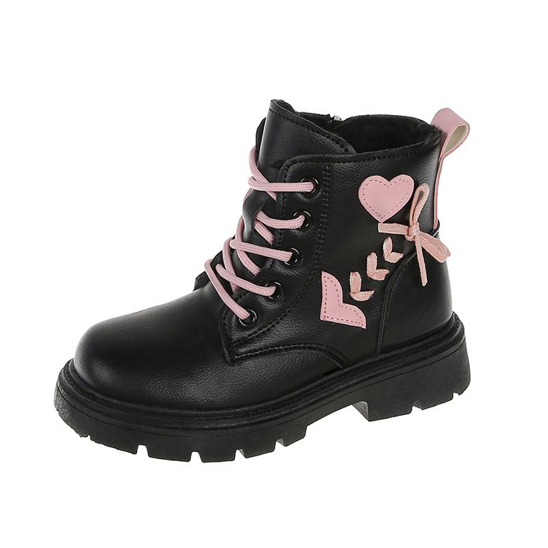 Buty dziecięce Dziewczęce buty Martin dziecięce ciepłe plus aksamitne krótkie buty nowy styl dziewczęce buty pojedyncze modne skórzane buty księżniczki trendy_voghion.com