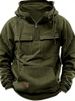 Spring And Autumn New Men's Hooded Solid Youth Sports Multi Pocket Patch Leather Sweater Coat_voghion.com
