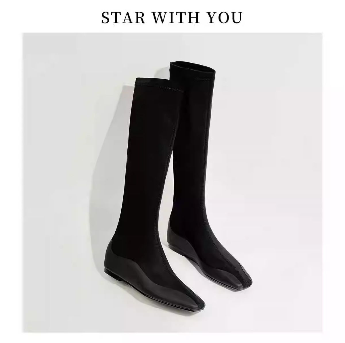 2024 Autunno Inverno Nuovo Slim Altezza Interna Aumenta Elastico Lungo Donne Gamba Allungamento Dritto Piccola Punta Quadrata Moda_voghion.com