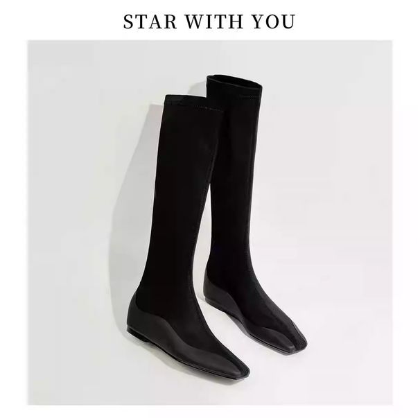 2024 Autunno Inverno Nuovo Slim Altezza Interna Aumenta Elastico Lungo Donne Gamba Allungamento Dritto Piccola Punta Quadrata Moda_voghion.com