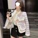 girl Girl Thickened Cotton-Padded New Style Little Fragrance Violet Plaid Socialite Coat Fashionable Women's Sweet Woolen Cotton_voghion.com