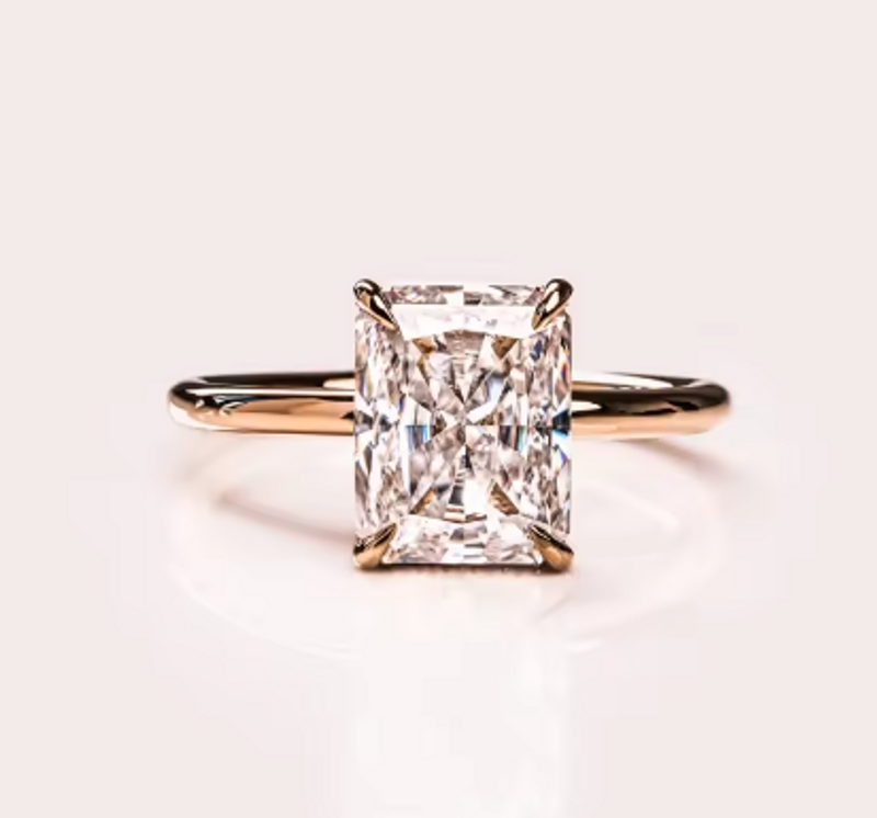 Gioielli di moda Anello di fidanzamento con diamanti Moissanite in oro 14K da 1,0 ct_voghion.com