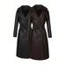 Sobretudo feminino trench coat de poliuretano com abotoamento duplo – cinto ajustável e bainha estendida (XS-XL, preto/marrom)_voghion.com