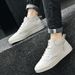 Men's Shoes Medium Top Board Shoes White Shoes Casual Shoes Sports Shoes Men's Medium Tube Handmade Short Boots_voghion.com