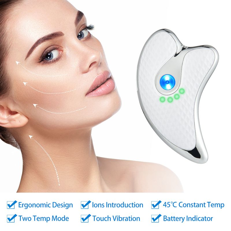 Face Lift Guasha Massager Electric Gua Sha Board Heated Vibrating Facial Massager Red Blue Therapy Scraping Plate Slimming Tools_voghion.com