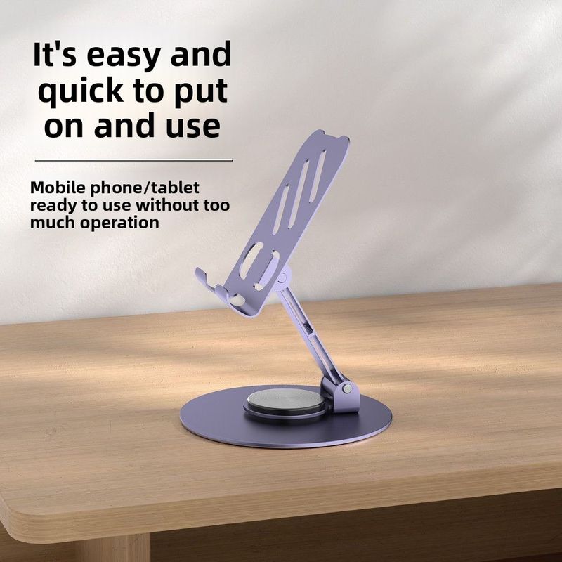 Phone Full Metal Desktop Rotating Mechanical Lazy Tablet Universal Foldable For Watching Shows 360°Live Streaming Stand_voghion.com