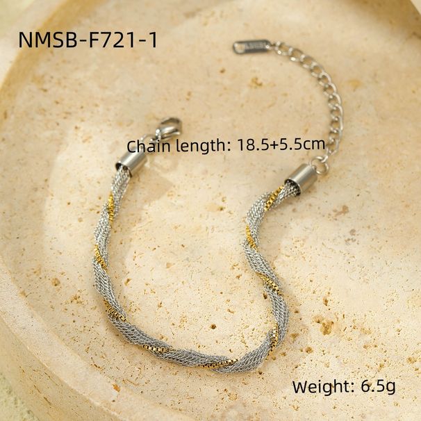 Hit Non Fading Gold Steel Bead Color Matching Twisted Chain Women's Light Luxury High End Titanium Steel Bracelet Bracelet_voghion.com