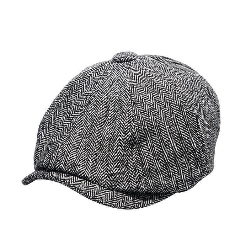 Spring, Fall And Winter Herringbone Octagonal Elastic Beret Men's Painter Newspaper Boy Hat_voghion.com