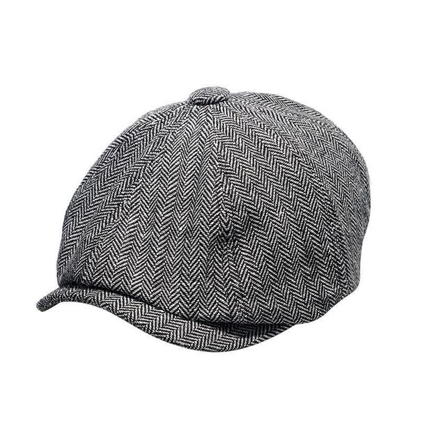Spring, Fall And Winter Herringbone Octagonal Elastic Beret Men's Painter Newspaper Boy Hat_voghion.com