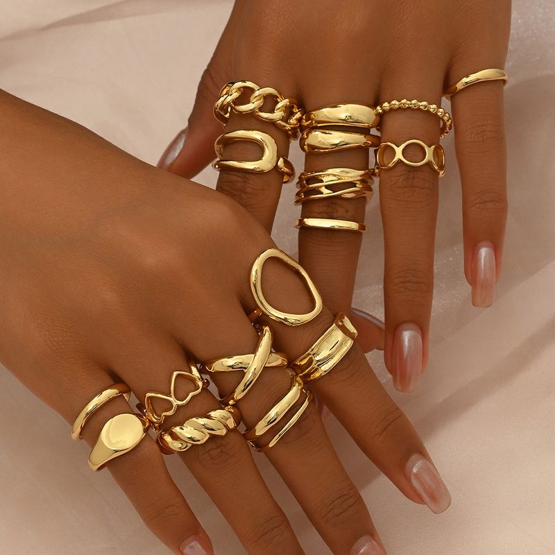 Personalized 12-piece Ring Set Open Rings Suitable For Women's Daily Wear And Parties_voghion.com