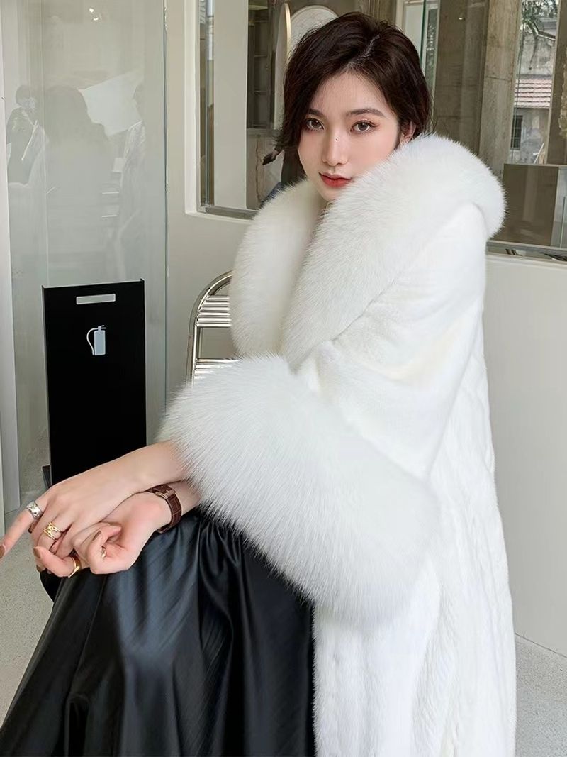 Vêtements pour femmes manteau en fourrure de vison manteau en fourrure de vison élégant pour femmes manteau en fourrure de vison long col en fourrure de renard grande taille_voghion.com
