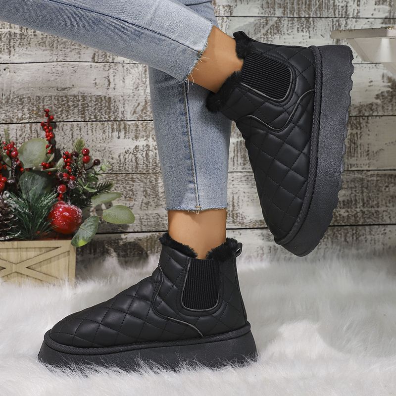 In winter, warm short cotton boots with extra fleece and thick soled casual bread cotton shoes_voghion.com