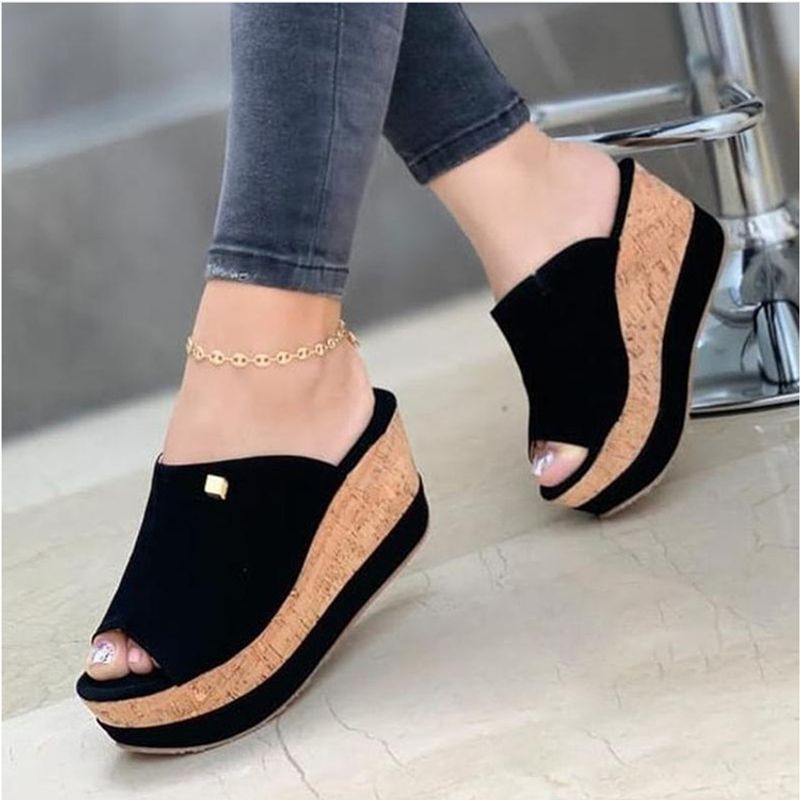 SHLIANG, ženske poletne peep toe sandale s peto, čevlji s platformo, prosti čas, ženski natikači, čevlji za na plažo, modni tobogani, sandalije S0038_voghion.com