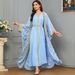 Elegant Middle Eastern Two-Piece Abaya Dress With Long Robe & Scarf – Flowy Maxi Dress For Women, Modest Islamic Fashion In Red, Apricot, Light Blue_voghion.com