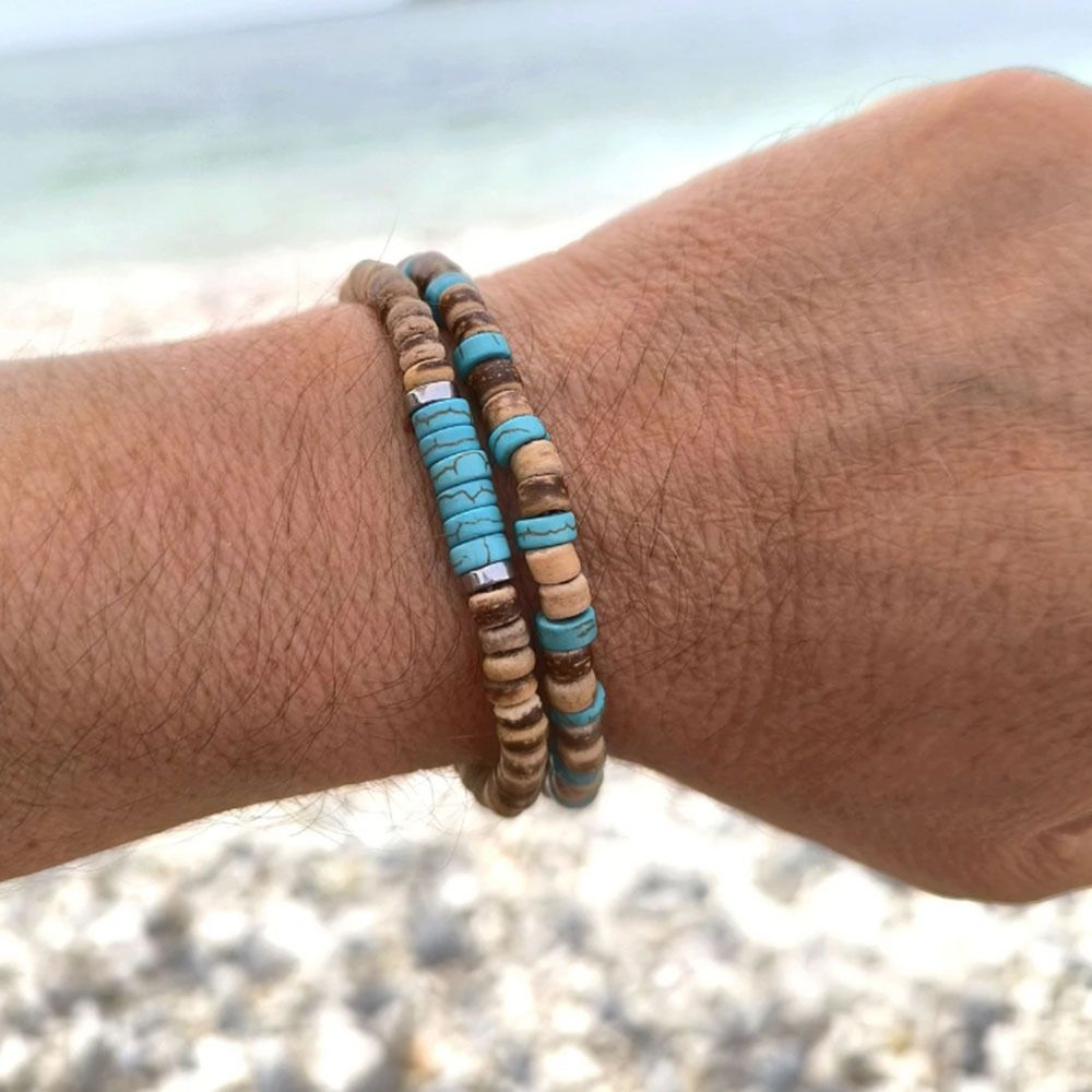 New Bohemian Beaded Bracelet Beach Vacation Style Multi Layer Stacking Wooden Beads Coconut Shell Bracelet For Women_voghion.com