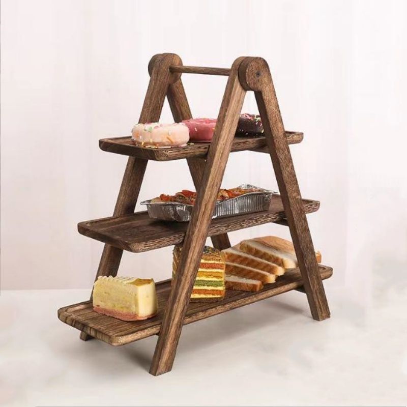 New 3 Tier Wood Decor Cake Stand Farmhouse Tiered Tray Party Serving Dishes And Platters Trays_voghion.com