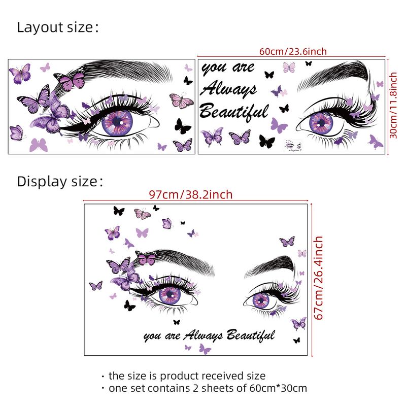 Schöne frau augen frosted PVC selbst-adhesive papier CH81550 schmetterling wohnzimmer bett wand aufkleber_voghion.com