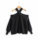 Damenbekleidung 2024 Herbst und Winter neue Ins schulterfrei sexy lockerer Strickpullover Pullover Pullover weiblich B6_voghion.com
