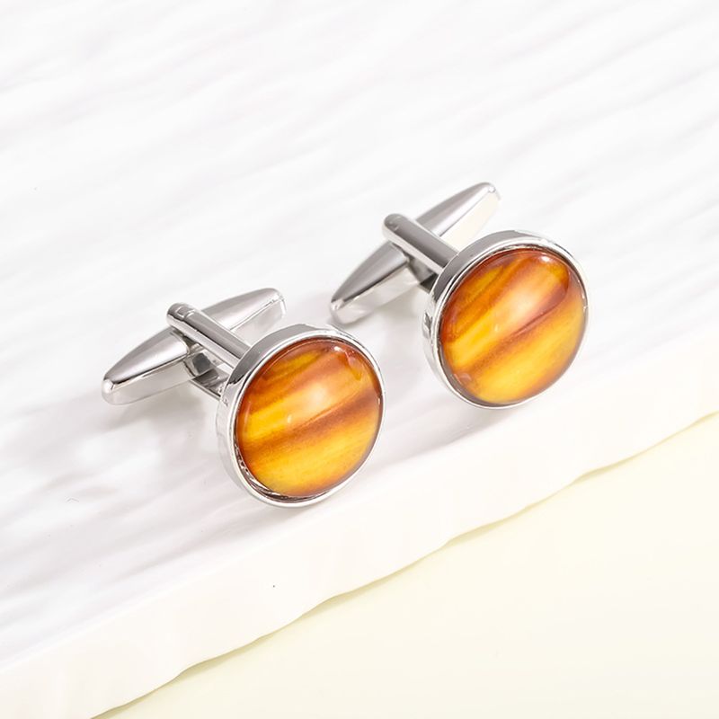new round diamond crystal men's business cufflinks shirt cuff nails banquet alloy metal_voghion.com
