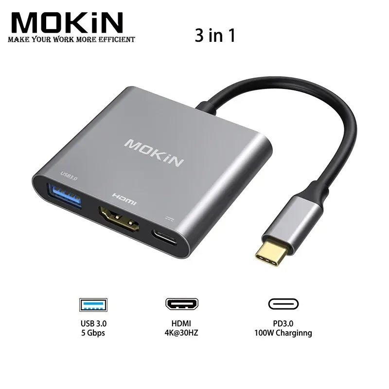 MOKiN USB C Hub Docking Station Multiport With HDMI 4K, DP, 100W PD, SD/TF, RJ45 For MacBook Air/Pro, IPad M1/M2, Thunderbolt_voghion.com