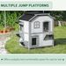 PawHut 2-story Cat House Outdoor, Weatherproof Wooden Cat Enclosure For Feral Cats With Escape Door, Openable Roof, Jumping Platforms, White_voghion.com