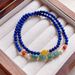 Original Design Bracelet Temperament Elegant Lapis Lazuli Small Beads Thin Stacked Double Circle Women's Wrist Wearing Exquisite Simple Bracelet_voghion.com