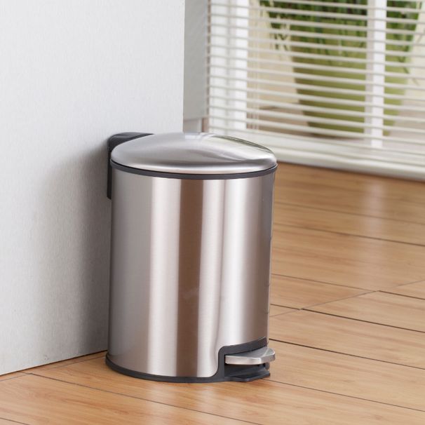 Stainless Steel Step Trash Can With Soft-Close Lid - Elegant Round Bin For Kitchen, Bathroom & Bedroom (5L/8L/12L, Fingerprint-Proof, Multiple Colors)_voghion.com