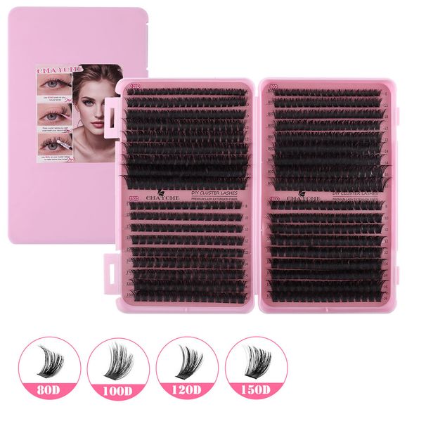 Grænseoverskridende ny 621 klynge blandet tyk D buet enkelt klynge falske øjenvipper sæt 8 16mm DIY segmenterede øjenvipper_voghion.com