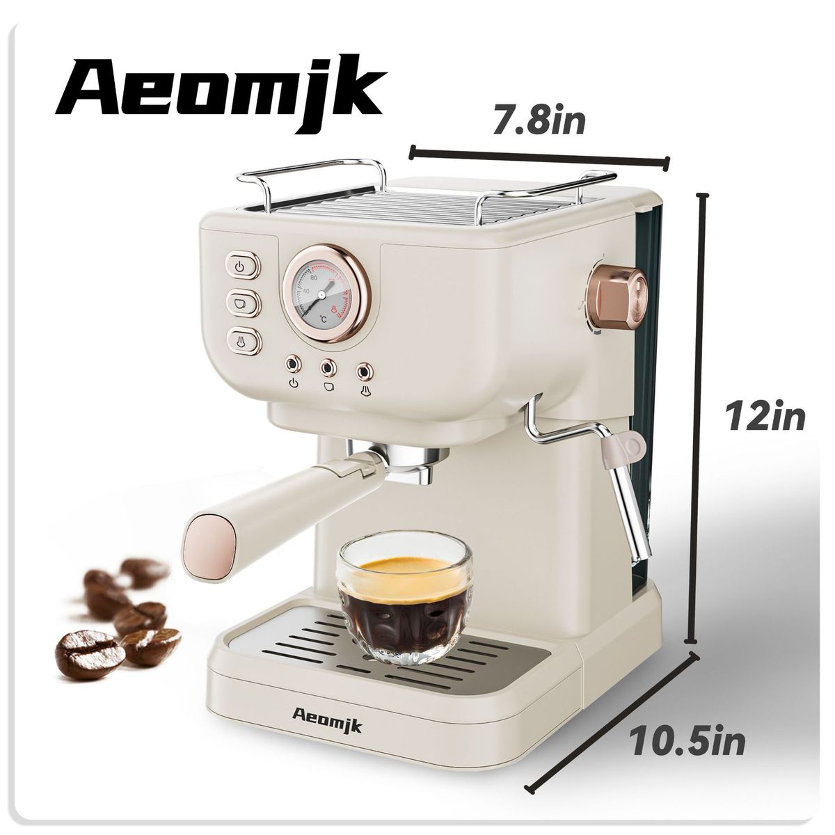 20BAR Semi-Automatic Espresso Coffee Machine With Milk Frother, Retro Design, High Pressure Extraction, 1.8L Water Tank, Compatible With 110V-240V_voghion.com