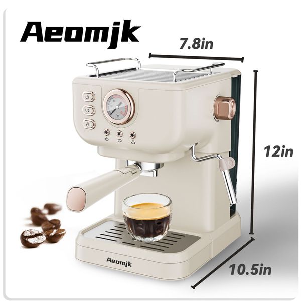 20BAR Semi-Automatic Espresso Coffee Machine With Milk Frother, Retro Design, High Pressure Extraction, 1.8L Water Tank, Compatible With 110V-240V_voghion.com