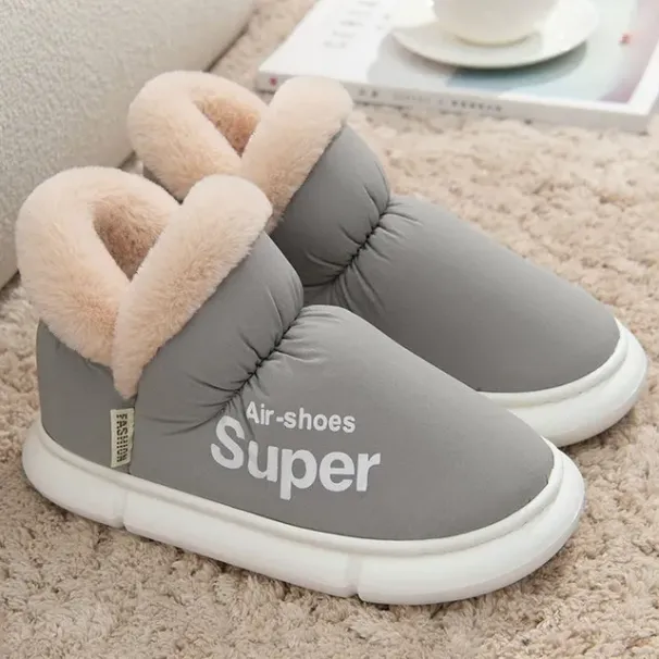 Women 2024 Winter Boots Slippers Thickening Plush Warm Snow Boot Couple Thick Heels Cotton Shoes New Plus Size Platform_voghion.com