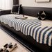 Soft Plush Non-Slip Sofa Cushion Cover – Striped Modern Design, Custom Sizes (70x70cm To 110x340cm) – Black, Red, Gray, Blue, Green_voghion.com