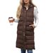 Gilet lungo senza maniche con cappuccio e cerniera frontale da donna, giacca imbottita trapuntata per l'inverno, capospalla casual in tinta unita_voghion.com