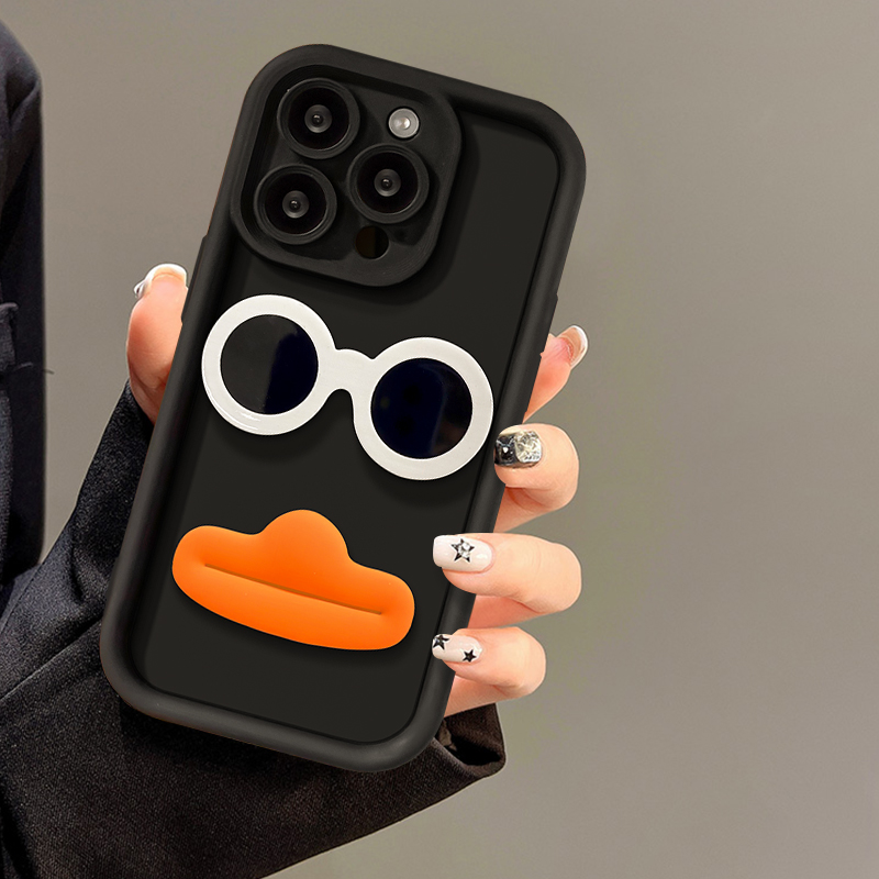 3D Funny Solglasögon Pouting Duck Telefonfodral För Samsung S25 S24 S23 S22 S21 S20 Note 20 FE Plus Ultra 4G 5G Mjukt Silikonskydd_voghion.com