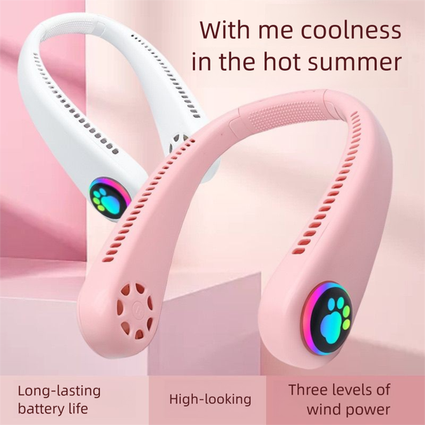 Mini ventilador portátil para colgar en el cuello, recargable por USB, silencioso, sin aspas, para estudiantes, con modo de espera prolongado_voghion.com
