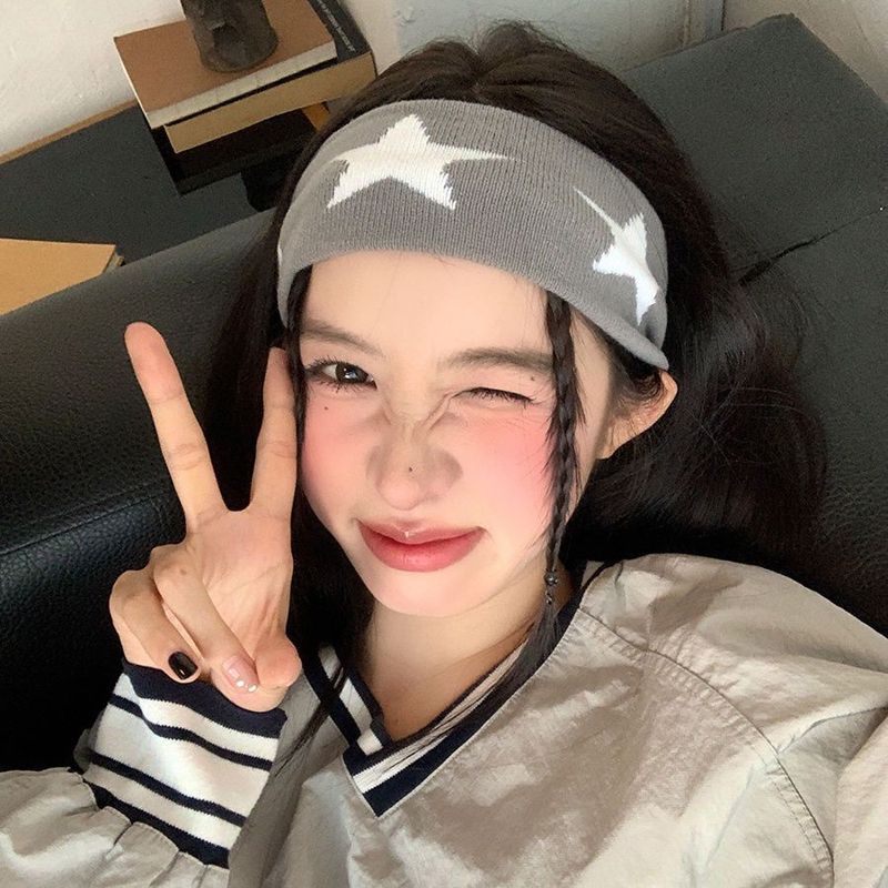 Xinbangbang Five-Pointed Star Hip-Hop Wide Elastic Casual Fashion Simple Versatile Knitted Sports Hairband For Women_voghion.com