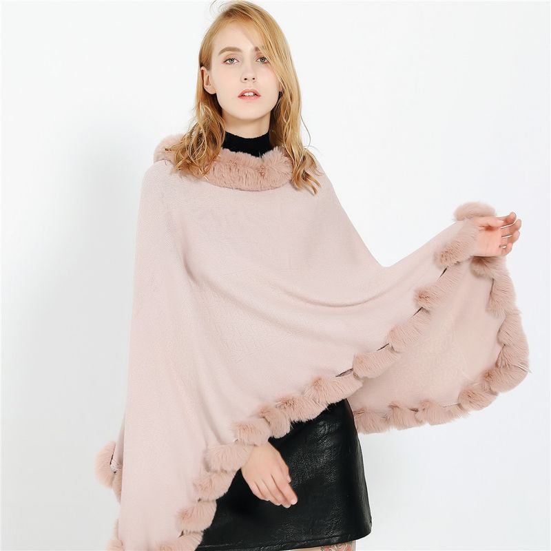 Autumn and Winter New Fashion Street Racing Neck Pullover with Wide Bottom hem Wool Ball Cashmere Shawl_voghion.com