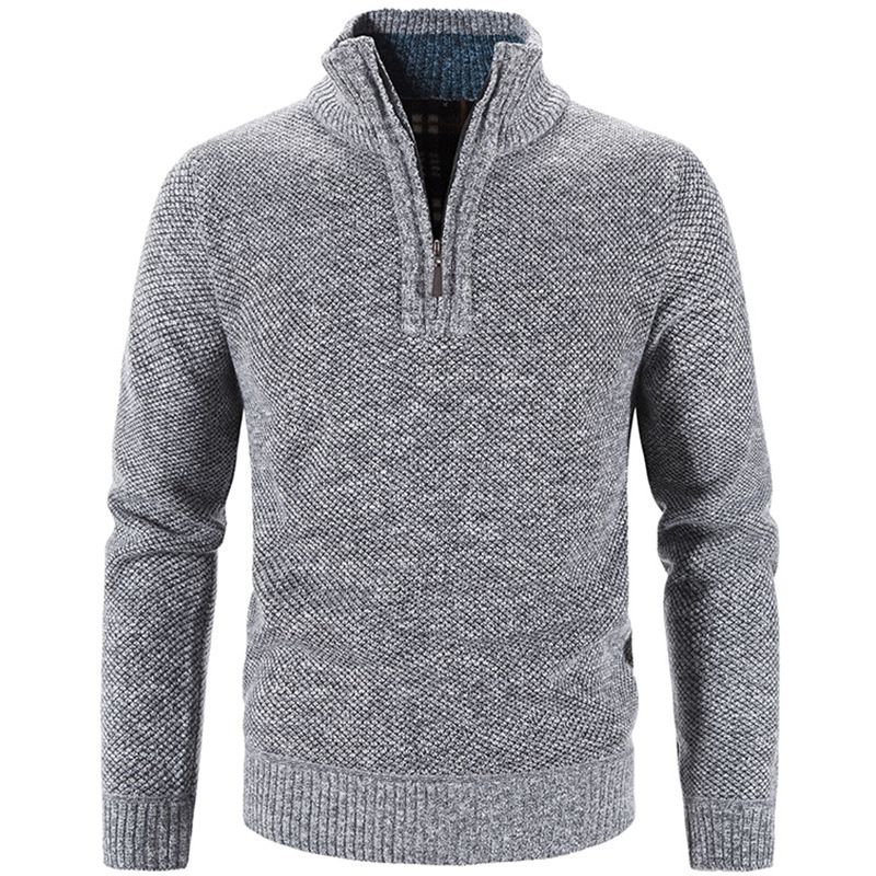 "Cardigan unisex foderato in pile – Maglione lavorato a maglia minimalista con collo alto e orlo a coste"_voghion.com