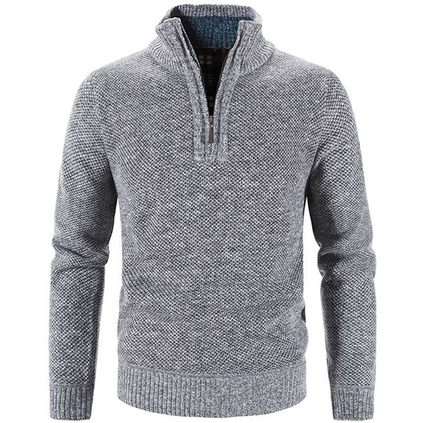 "Cardigan unisex foderato in pile – Maglione lavorato a maglia minimalista con collo alto e orlo a coste"_voghion.com