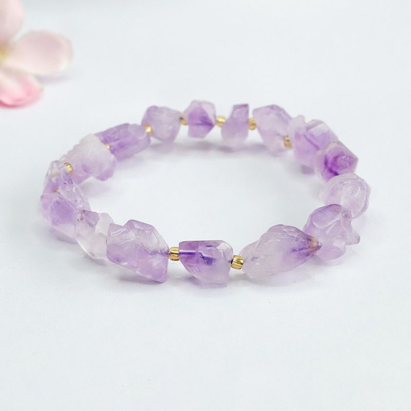Unregelmäßiges natürliches Amethyst-Armband für Frauen, Glücksbringer-Schmuck_voghion.com