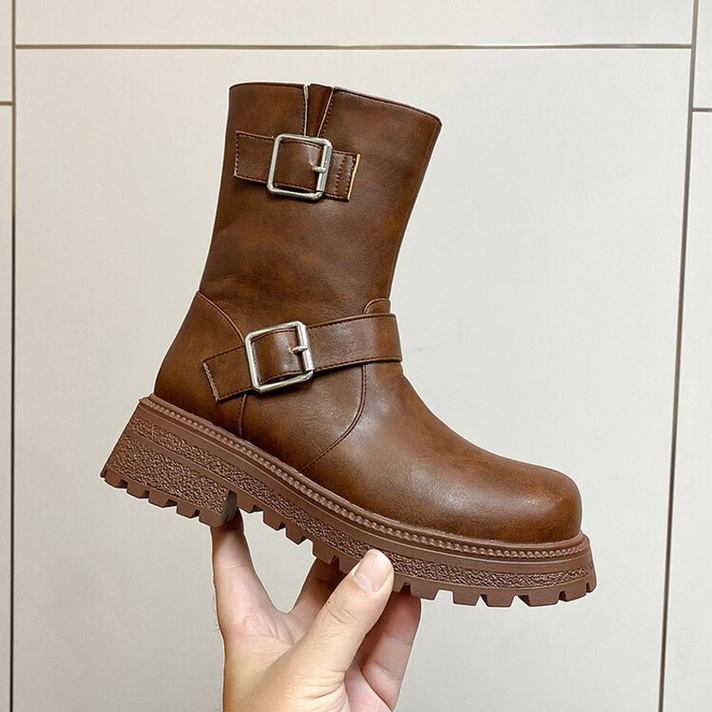 Autumn Winter Children's Leather Student Performance Fashion Show New Thick Korean Style Soft Sole Girls' Martin Boots_voghion.com
